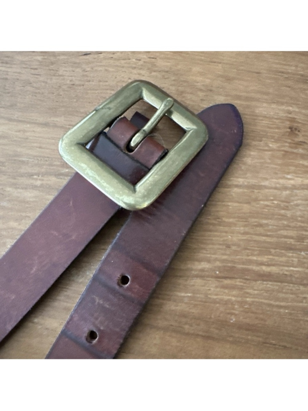 Vintage Eddie Bauer Solid Brass Buckle Brown Italian Leather Waist Belt M - Picture 9 of 10